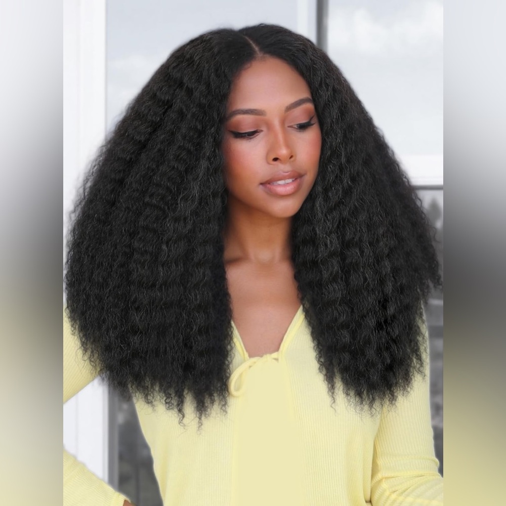 V Part Kinky Straight Wig